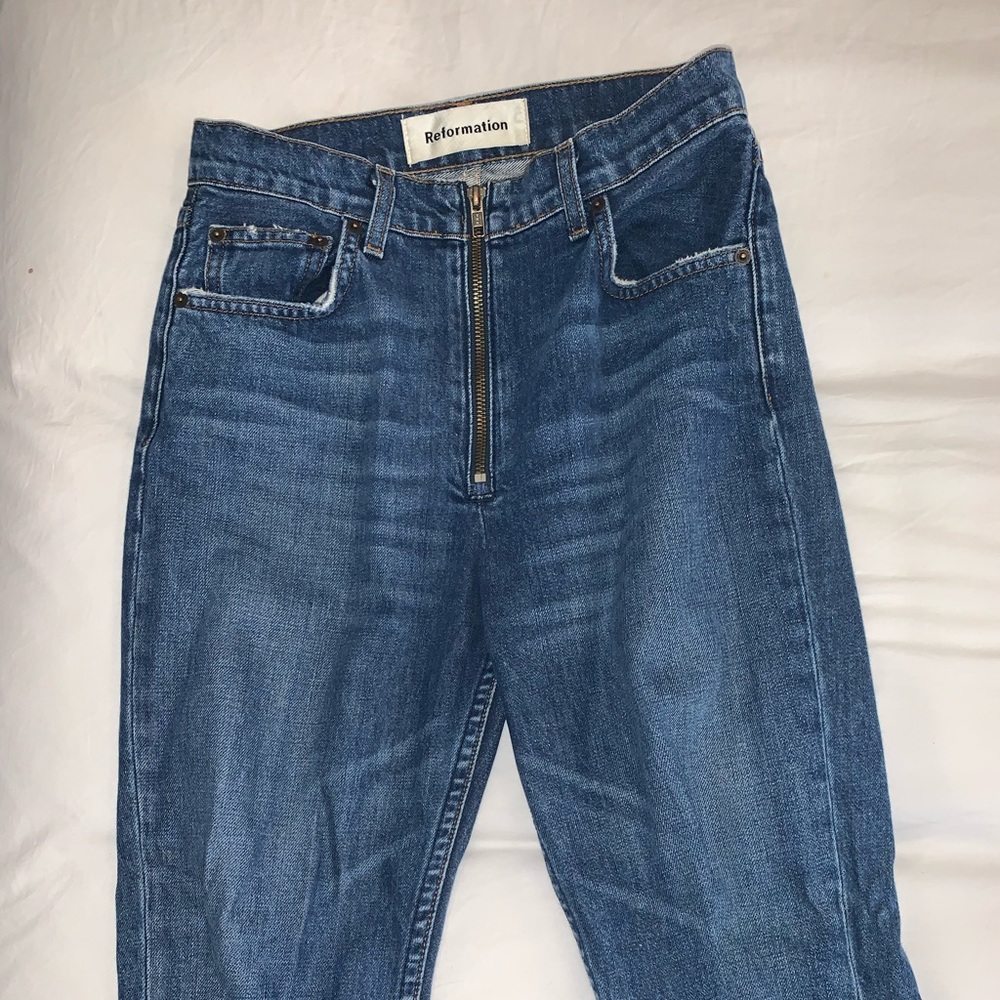 Reformation zip up high rise jeans